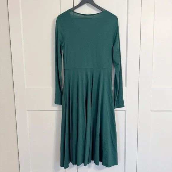 PERUVIAN CONNECTION Women’s MEDIUM Riley Dress Midi Long Sleeve Dress Green - Picture 4 of 6